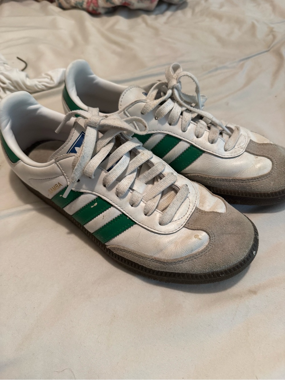 Adidas Samba Sneakers White with Green Stripes